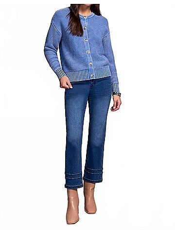 Tribal Cotton Button Down Cardigan in Nightfall (view 2)