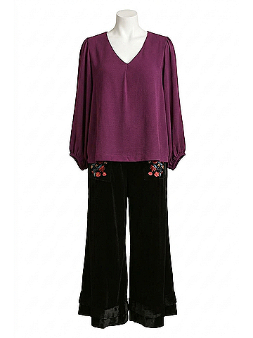 Umgee V-Neck Long Sleeve Tunic Blouse - Plus in Violet (view 1)