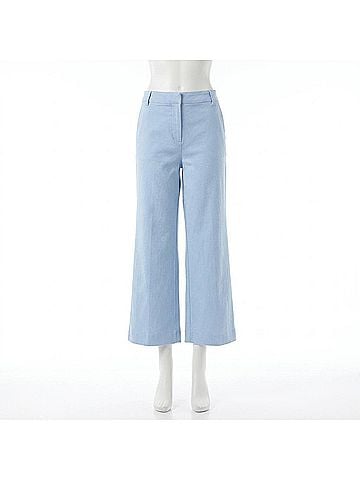 Lyssé Erin Wide Leg Denim Pants in Antique Wash Chalk Blue (view 1)