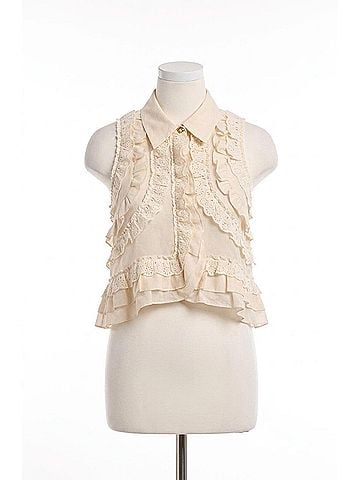 Astr Nienna Layered Ruffle Cropped Top in Cream (view 1)