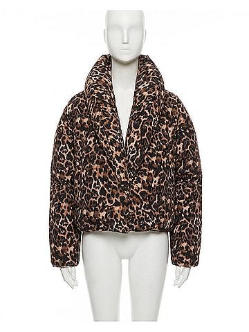 Steve Madden Evy Leopard Puffer Jacket in Brown (view 1)