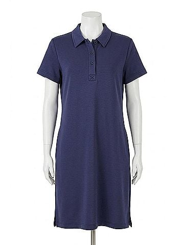 Tribal Techno Lux Scuba Short Sleeve Polo Dress in Jet Blue (view 1)