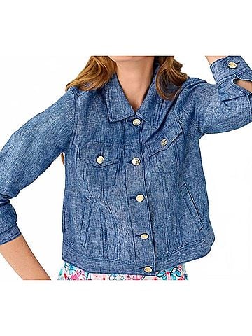 Lilly Pulitzer Seaspray Linen Jacket in Starlight Navy X Resort White (view 2)
