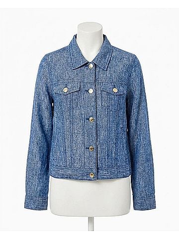 Lilly Pulitzer Seaspray Linen Jacket in Starlight Navy X Resort White (view 1)