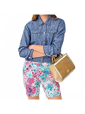 Lilly Pulitzer Seaspray Linen Jacket in Starlight Navy X Resort White (view 2)