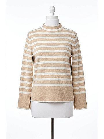 Tribal Mock Stripe Sweater in Latte (view 1)