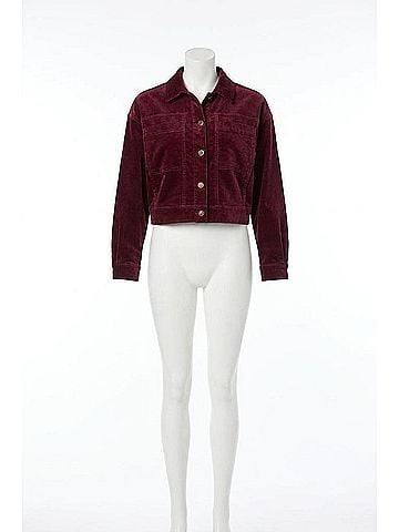Tribal Button-Front Stretch Corduroy Jacket in Wine (view 1)