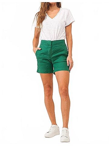 Dear John Tonya High Rise Linen Shorts in Galapagos Green (view 2)
