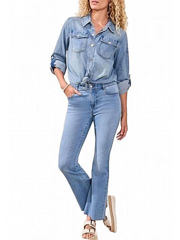 Tribal Audrey Hugging Flare Jeans in Coastal Blue (view 2)