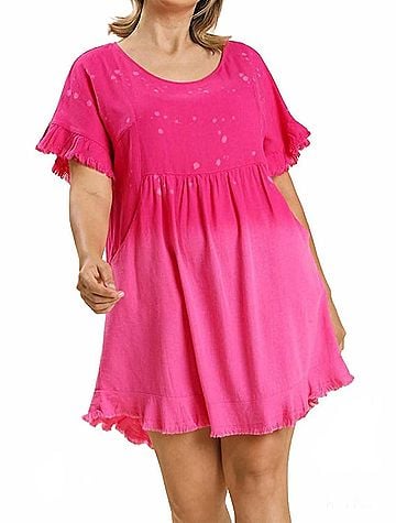 Umgee Dip Dye Pocket Dress in Pink (view 2)