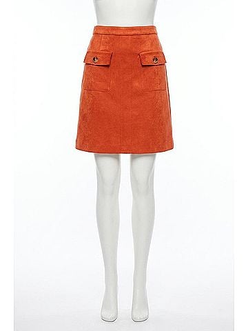 Joseph Ribkoff Faux Suede Pull-On A-Line Skirt in Lava (view 1)