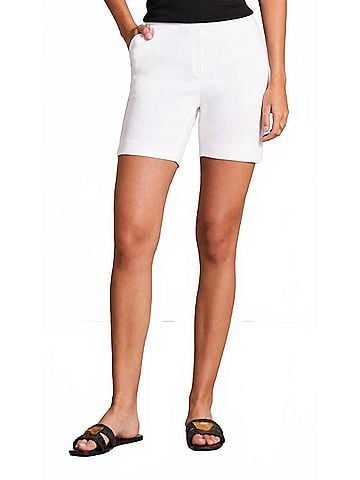 Tribal Flat Pull On Short in White (view 2)