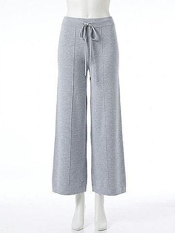 Lyssé Violetta Knit Lounge Wide Leg Pants in Grey Melange (view 1)