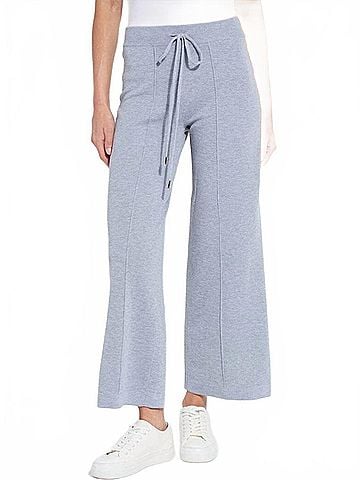 Lyssé Violetta Knit Lounge Wide Leg Pants in Grey Melange (view 2)