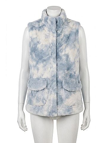 Tribal Faux Fur Vest in Celestial Blue (view 1)