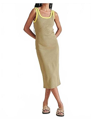 Steve Madden Ribbed Tank Midi Dress in Olive (view 2)