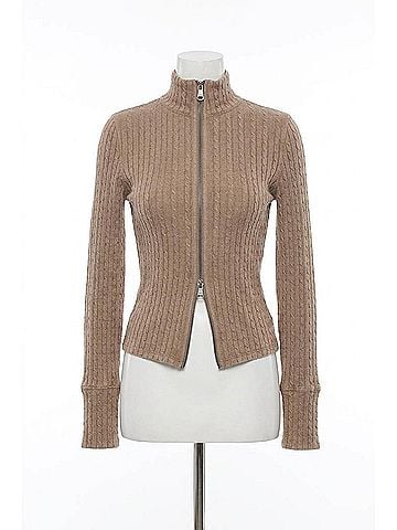 Free People Brunch Girl Zip Up Cardigan in Dusted Cocoa (view 1)