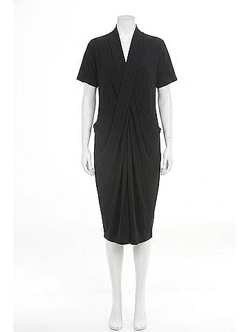 Joseph Ribkoff Woven Twill Draped Cocoon Dress in Black (view 1)