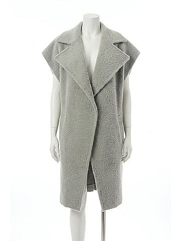 Joseph Ribkoff Open Front Boxy Sweater Vest in Light Grey (view 1)