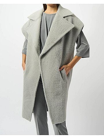Joseph Ribkoff Open Front Boxy Sweater Vest in Light Grey (view 2)