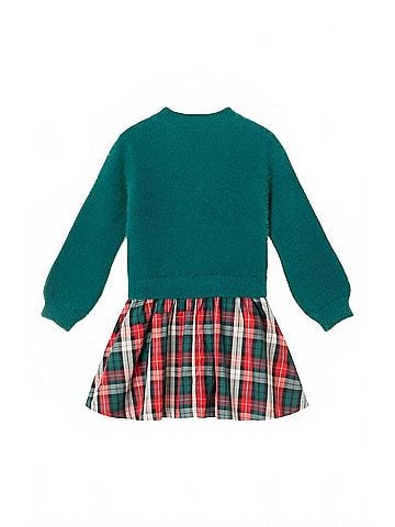 Andy & Evan Girls Chenille Plaid Flannel Twofer Dress (view 2)