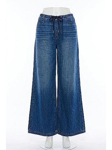 Judy Blue Women's High Waist Featherweight Palazzo Fit Jeans in Medium Dark Stone Wash (view 1)