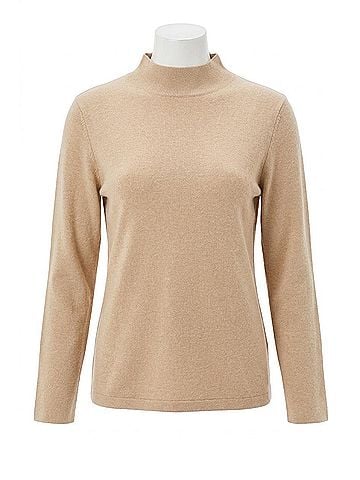 Tribal Funnel Neck Sweater in Latte (view 1)