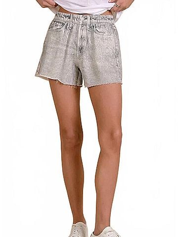 Elan Juno Faux Denim Short in Beige (view 2)
