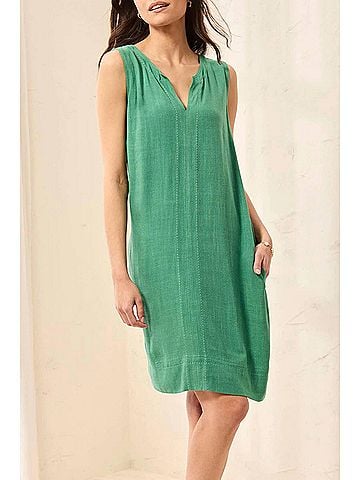 Tribal Sleeveless Saddle Stitch Dress in Grass (view 2)