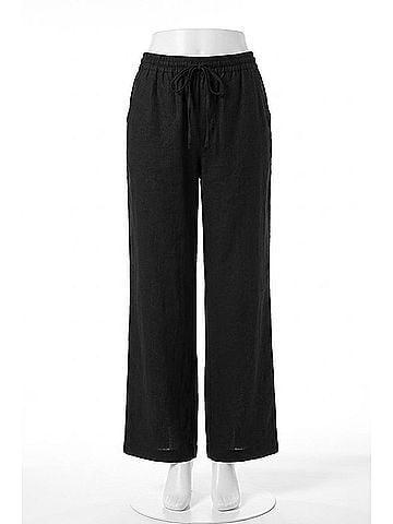 Steve Madden Linen Blend Straight Leg Pants in Black (view 1)