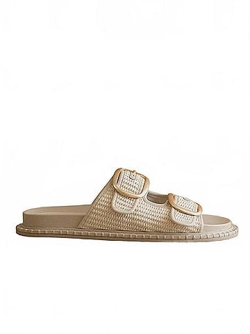 Oasis Society Women's Daytona Two-Tone Raffia Buckle Sandal in Ivory (view 1)