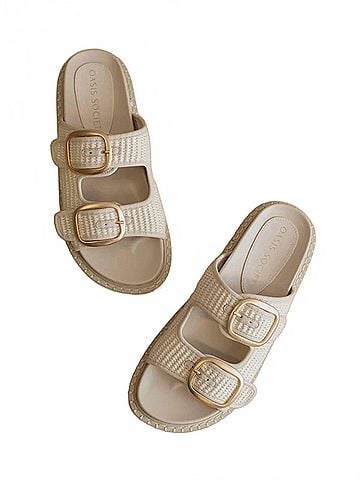 Oasis Society Women's Daytona Two-Tone Raffia Buckle Sandal in Ivory (view 2)