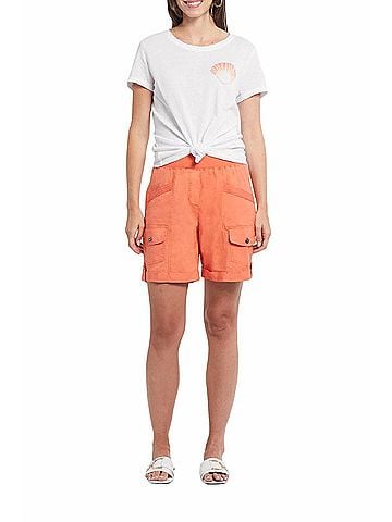 Tribal Willa Pull On Cuffed Shorts in Guava (view 2)