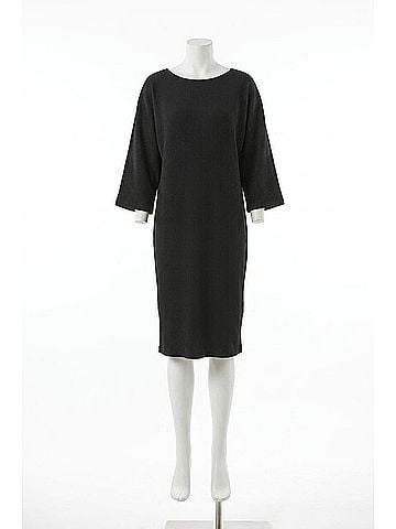 Joseph Ribkoff Pleated Shift Knee-Length Dress in Black (view 1)