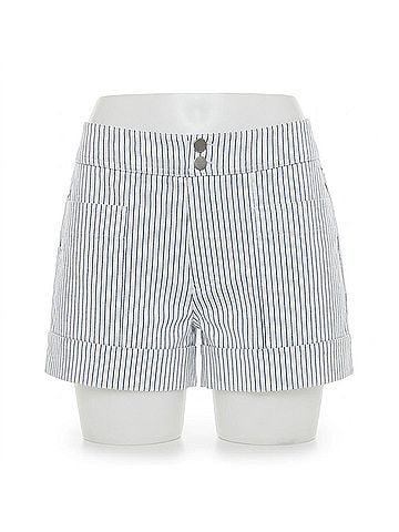 Le Lis Mid Rise Stripe Shorts in White/ Blue (view 1)