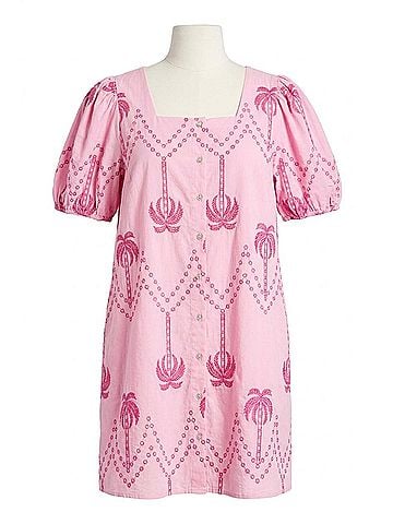 Entro Thea Square Neck Mini Dress in Baby Pink (view 1)