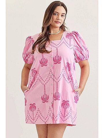 Entro Thea Square Neck Mini Dress in Baby Pink (view 2)