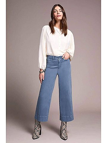 Tribal Comfort Stretch High Rise Palazzo Pants in Slate Blue (view 2)