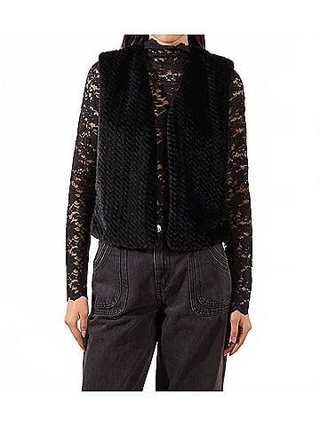 Molly Bracken Faux Fur Vest in Black (view 2)