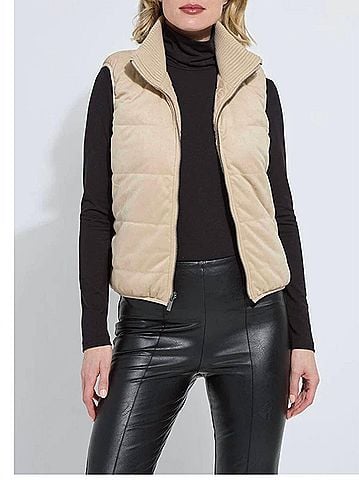 Lyssé Petra Reversible Puffer Sweater Vest in Blond Wood (view 2)