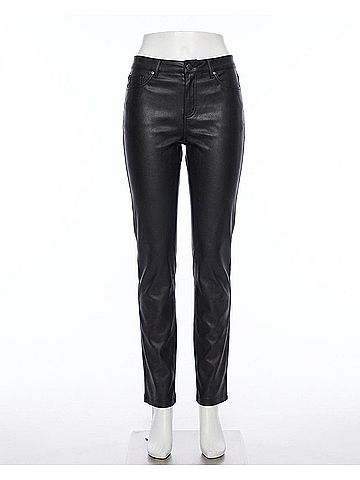 Tribal Coated Straight Leg Pants in Black (view 1)
