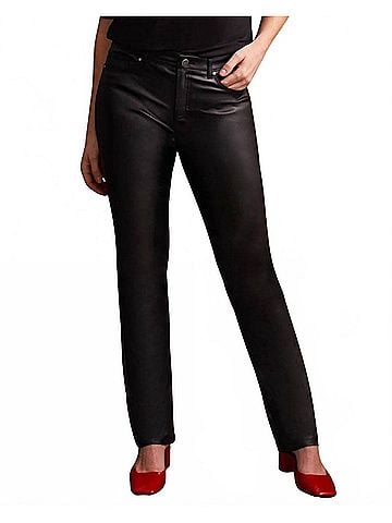 Tribal Coated Straight Leg Pants in Black (view 2)