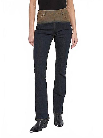 Lyssé Ceri Slim Flare Premium Denim Jeans in Dip Dye Black (view 2)