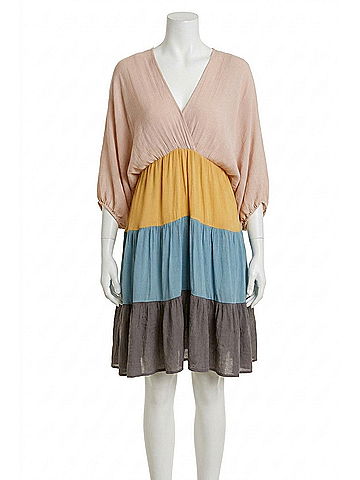 Umgee Balloon Sleeve Tiered Dress in Rose/Honey (view 1)