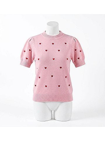 Gilli Lovely Heart Sweater - Plus in Pink (view 1)