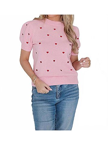 Gilli Lovely Heart Sweater - Plus in Pink (view 2)