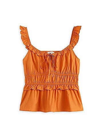 Skies Are Blue Women's Chitra Smocked Peplum Tank in Clay (view 1)