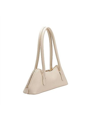 melie bianco Dakota Recycled Vegan Leather Shoulder Bag in Ivory (view 2)