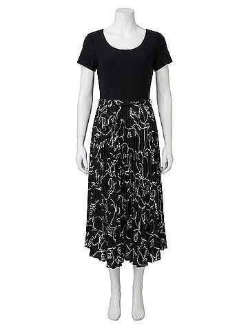 Joseph Ribkoff Pleated Skirt Dress in Black /Vanilla (view 1)