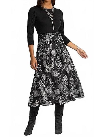 Johnny Was Mixed Media Tie Wrap Dress in Black (view 2)